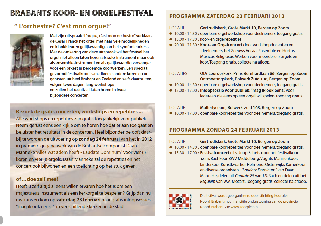 Koor en orgelfestival 2013